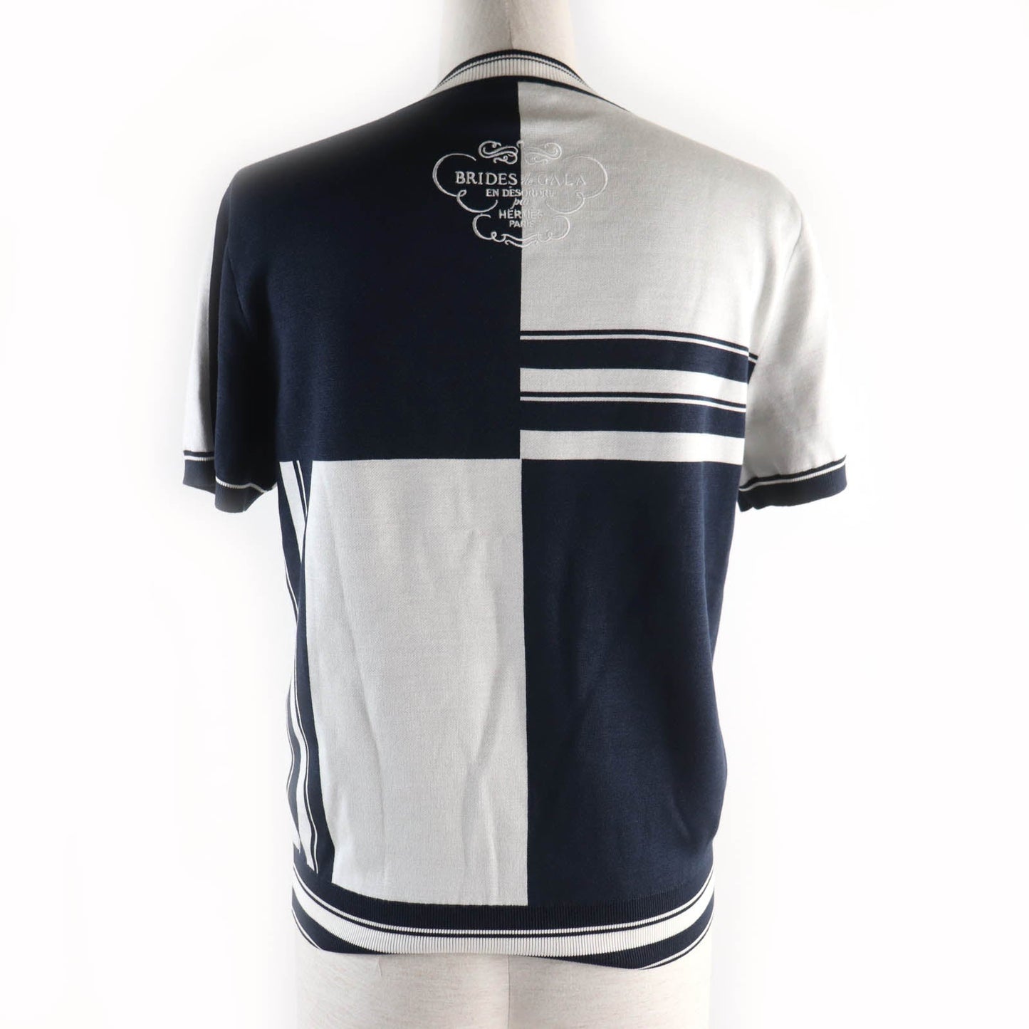 Short Sleeve Knit Silk Navy Chaos Women White Travel Bag