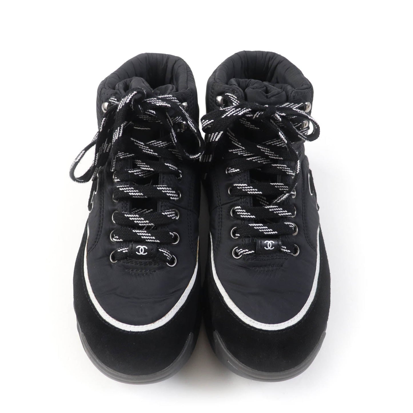 CHANEL High cut sneakers G35205 nylon x suede black 37
