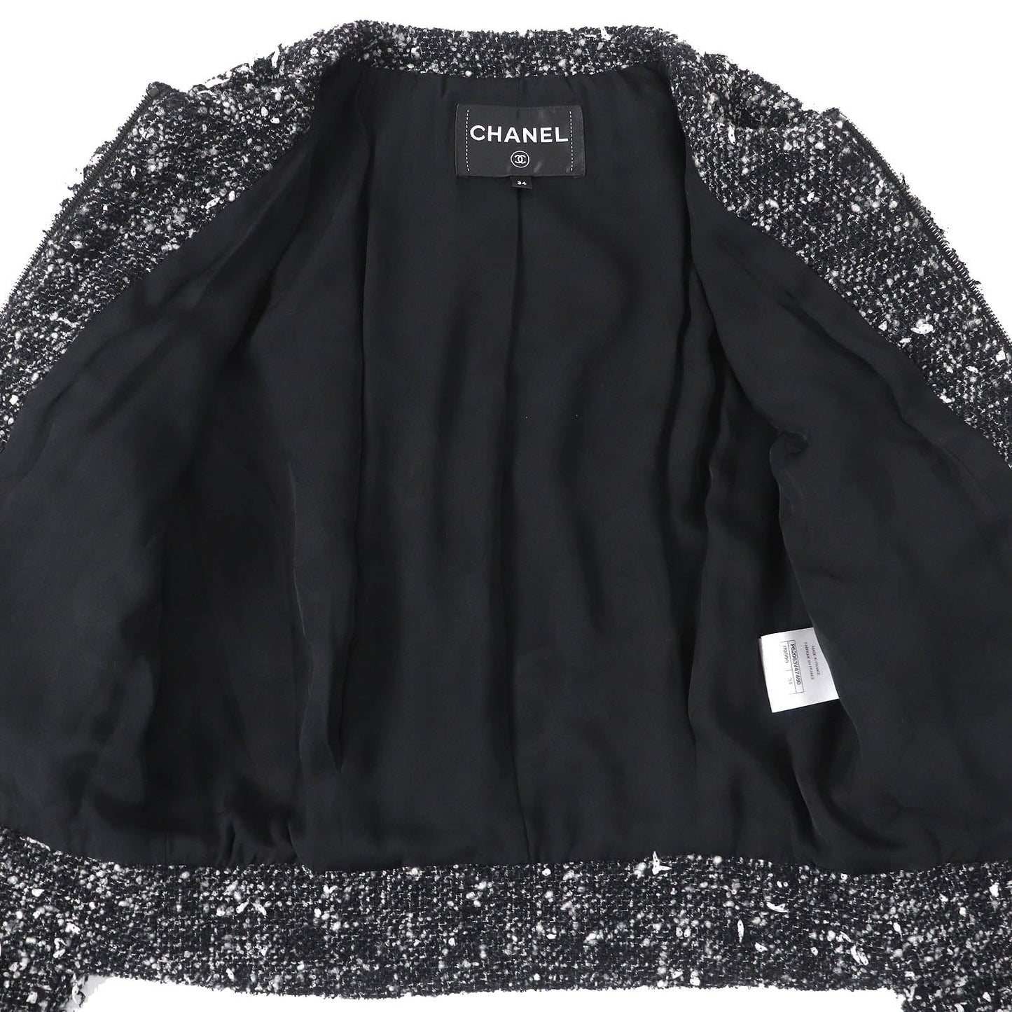 Chanel Wool Nylon Tweed No Collar Zip Jacket 34
