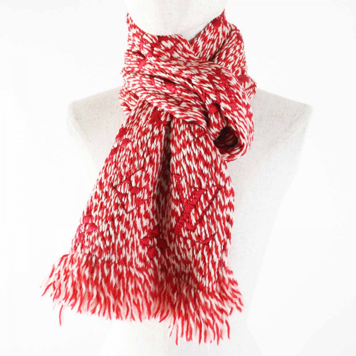 Louis Vuitton Scarf M70424 Mix Wool White Red