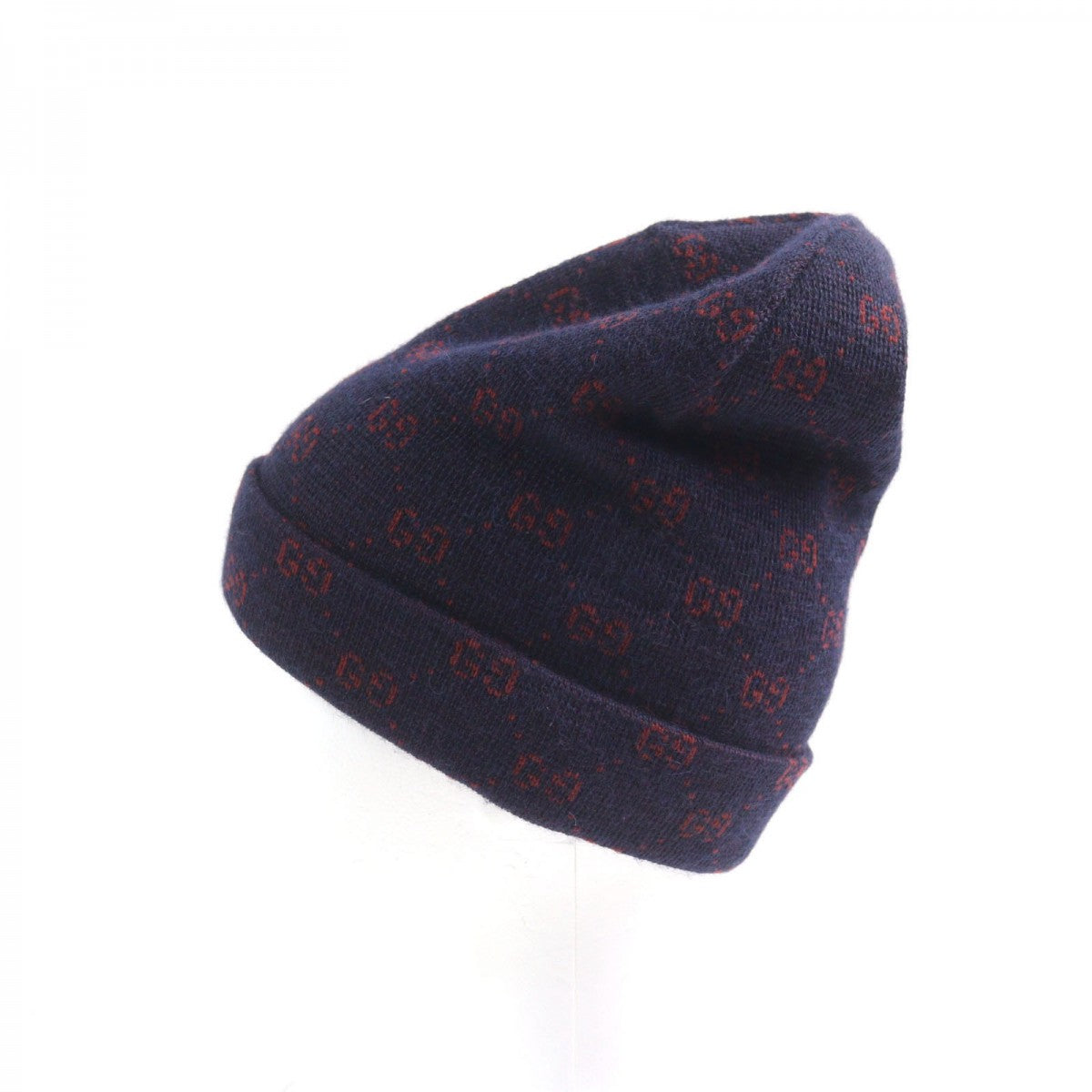 Gucci Knit 4G295 Part 100 polyester Wool Red Navy Hat