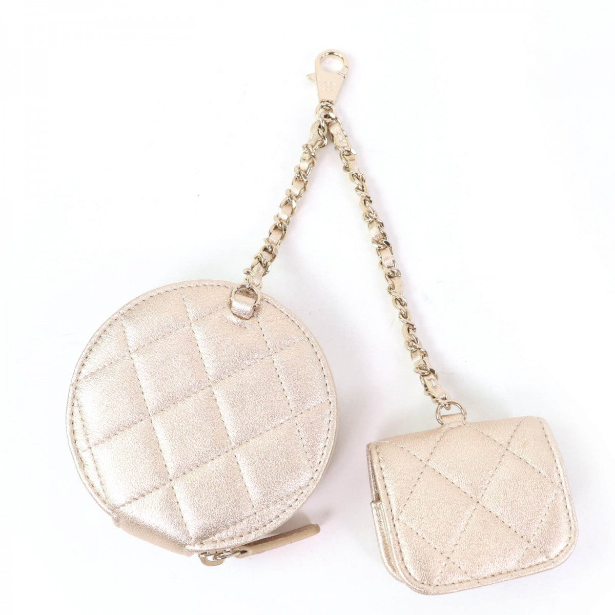 Chanel Coin Lambskin Matelasse Coin AirPods Pro Pink Leather Handbag