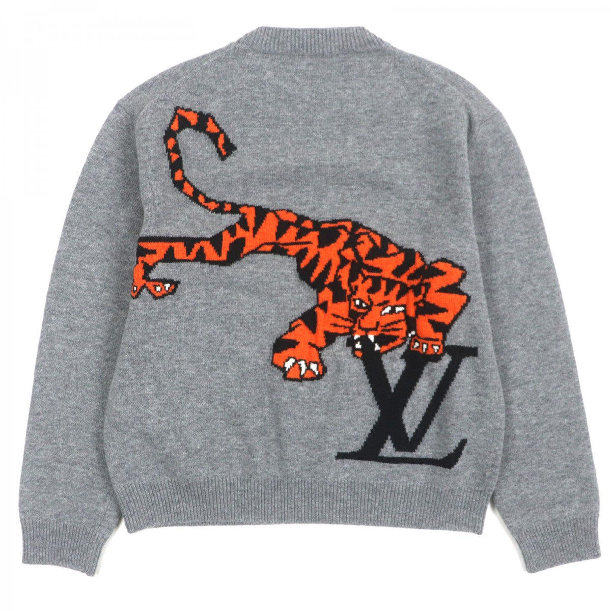 Louis Vuitton sweater Tiger Intarsia S Wool Gray Apparel