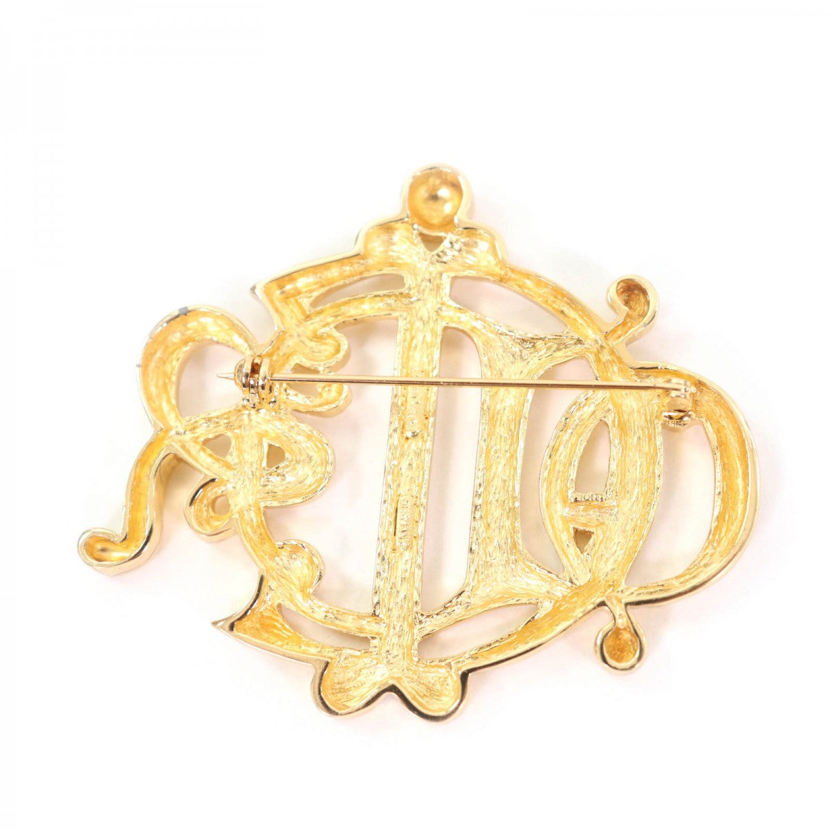 Dior Christian Brooch Plated Handbag Gold Travel Bag