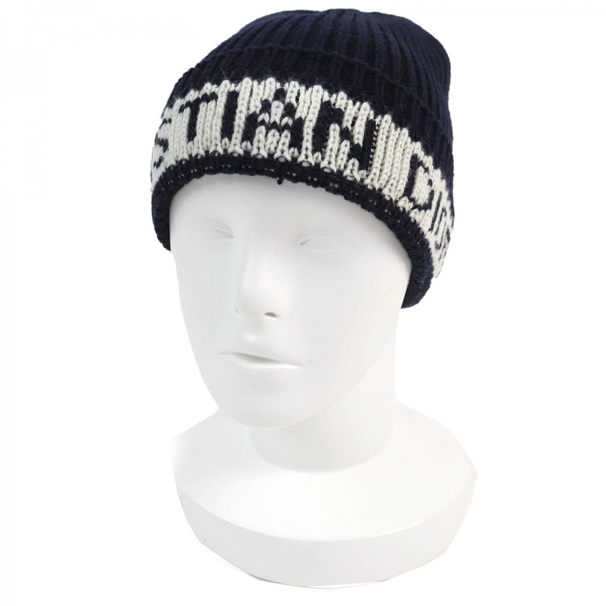Dior Christian Knit Cap Wool Navy Handbag White Travel Bag