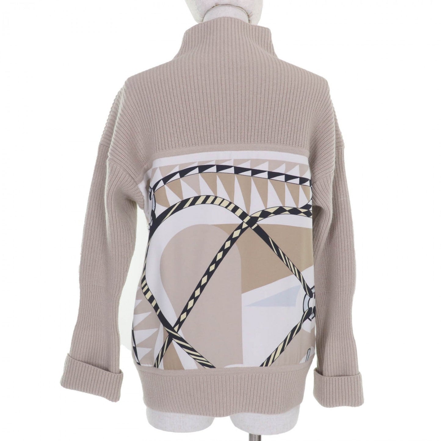 Knit Silk Figure Artistique Handbag Beige Travel Bag