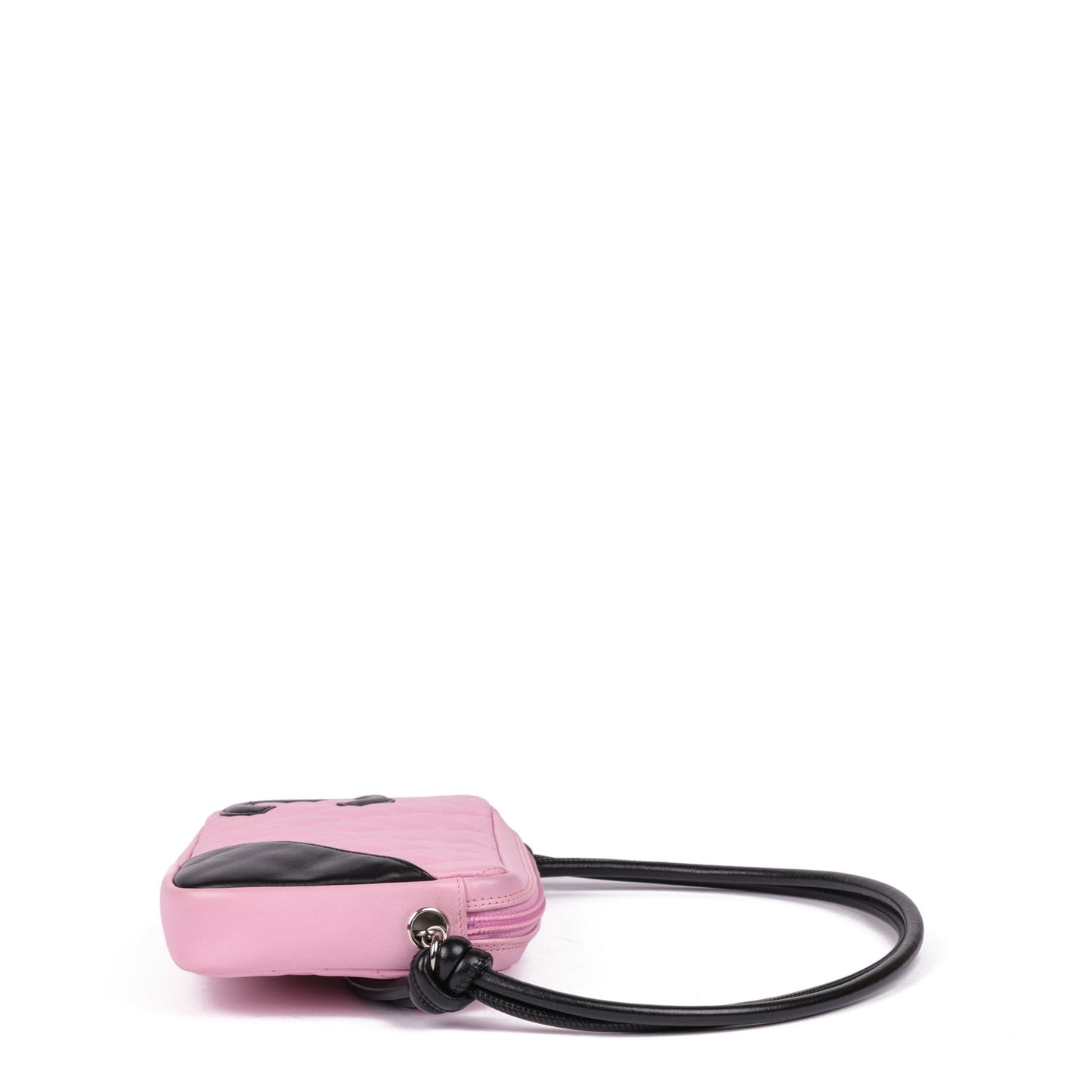 Chanel Pink & Black Quilted Lambskin Cambon Shoulder Pochette Shoulder Bag