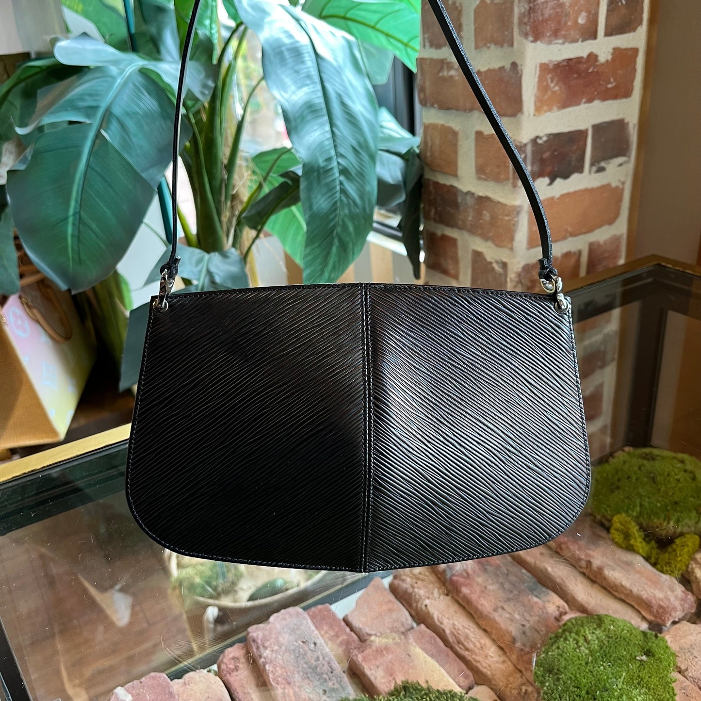 LOUIS VUITTON Demi-Lune Black Epi Leather Shoulder Bag