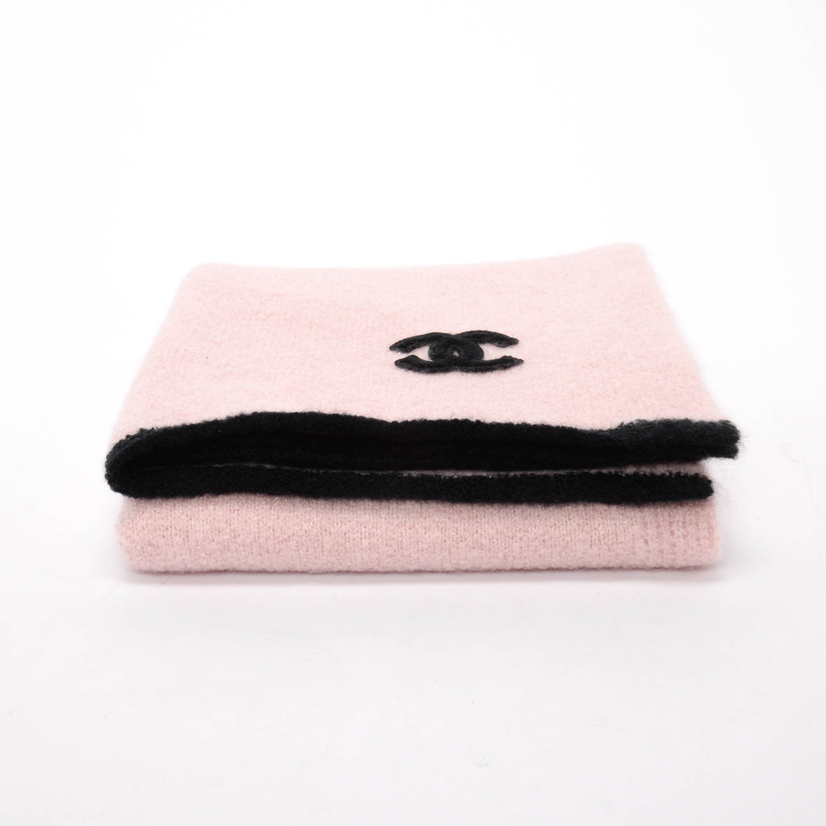 Chanel Pink & Black Cashmere Knit Cc Scarf Bag