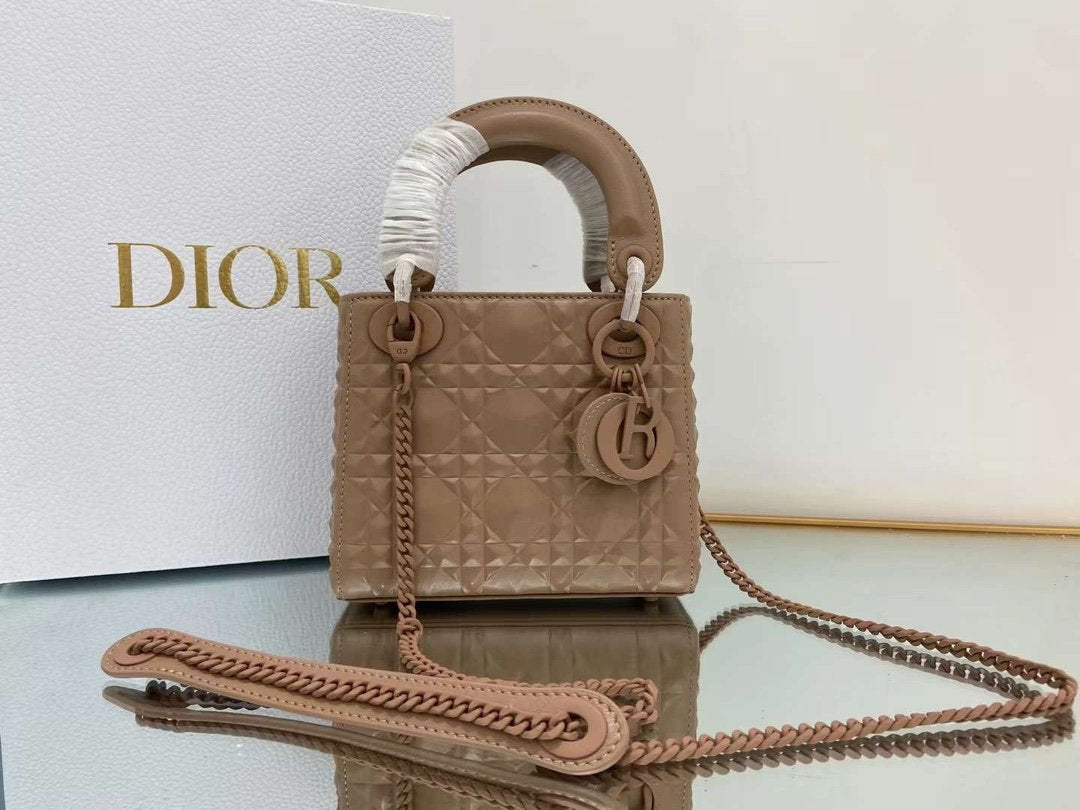 Lady Cannage Beaded Motif Cd Brown Mini Crossbody Bag