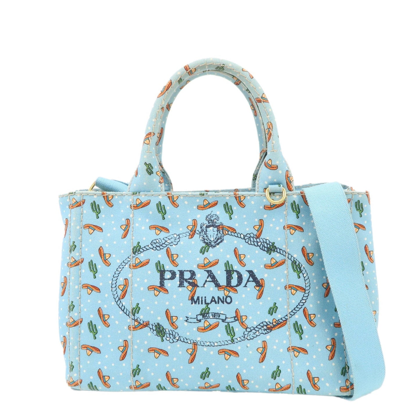 Prada Bag Canapa 2Way Bag Light d Canvas Blue Mini Mini Bag