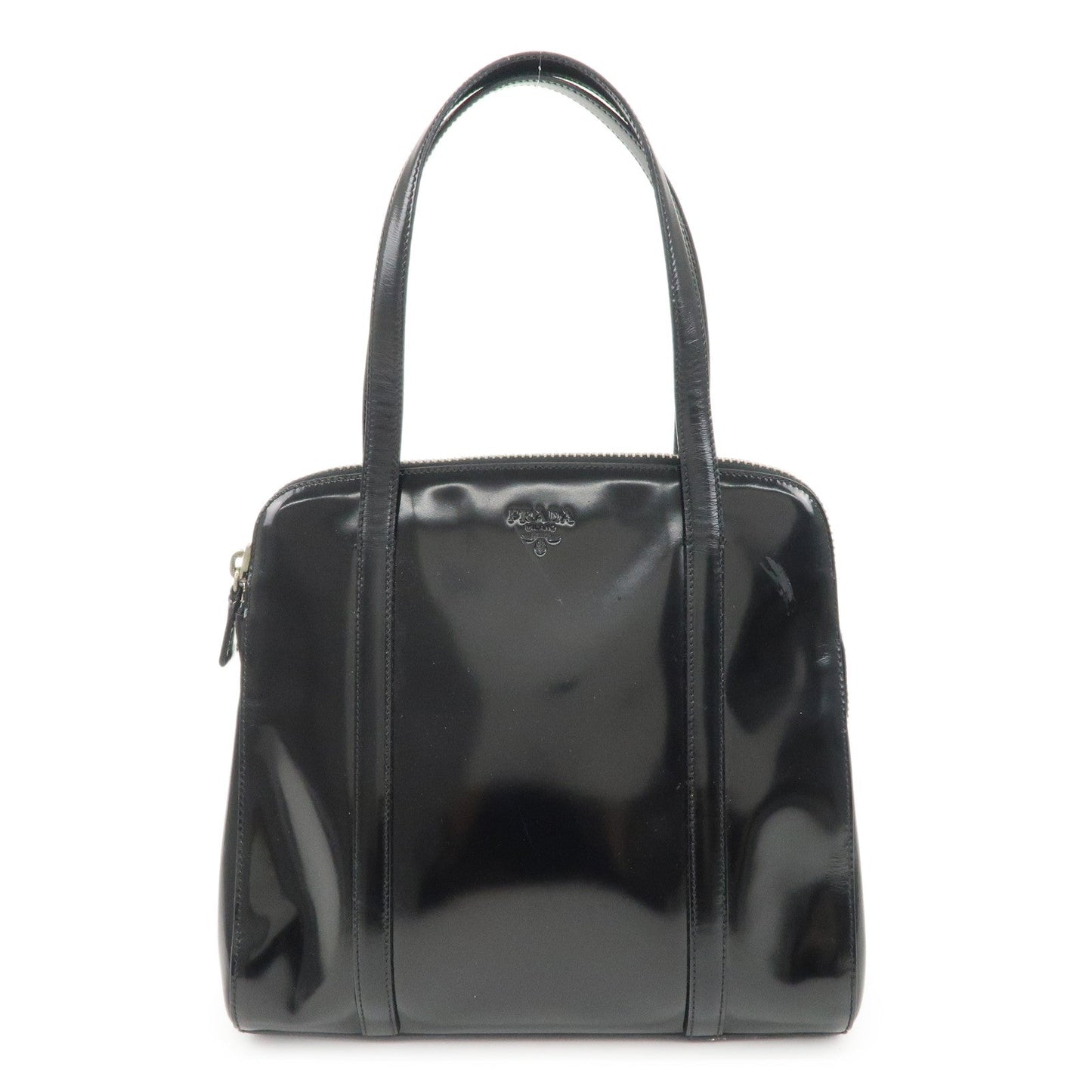 Prada Tote Bag Hand Bag HDW d 2 Leather Patent Black