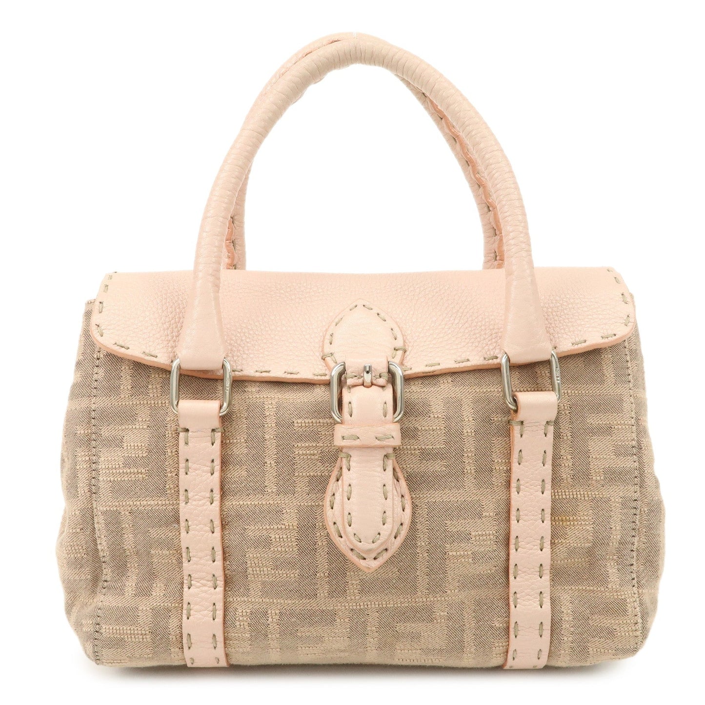 Fendi Bag Zucca Selleria Linda Hand Bag d Leather Pink Mini Mini Bag