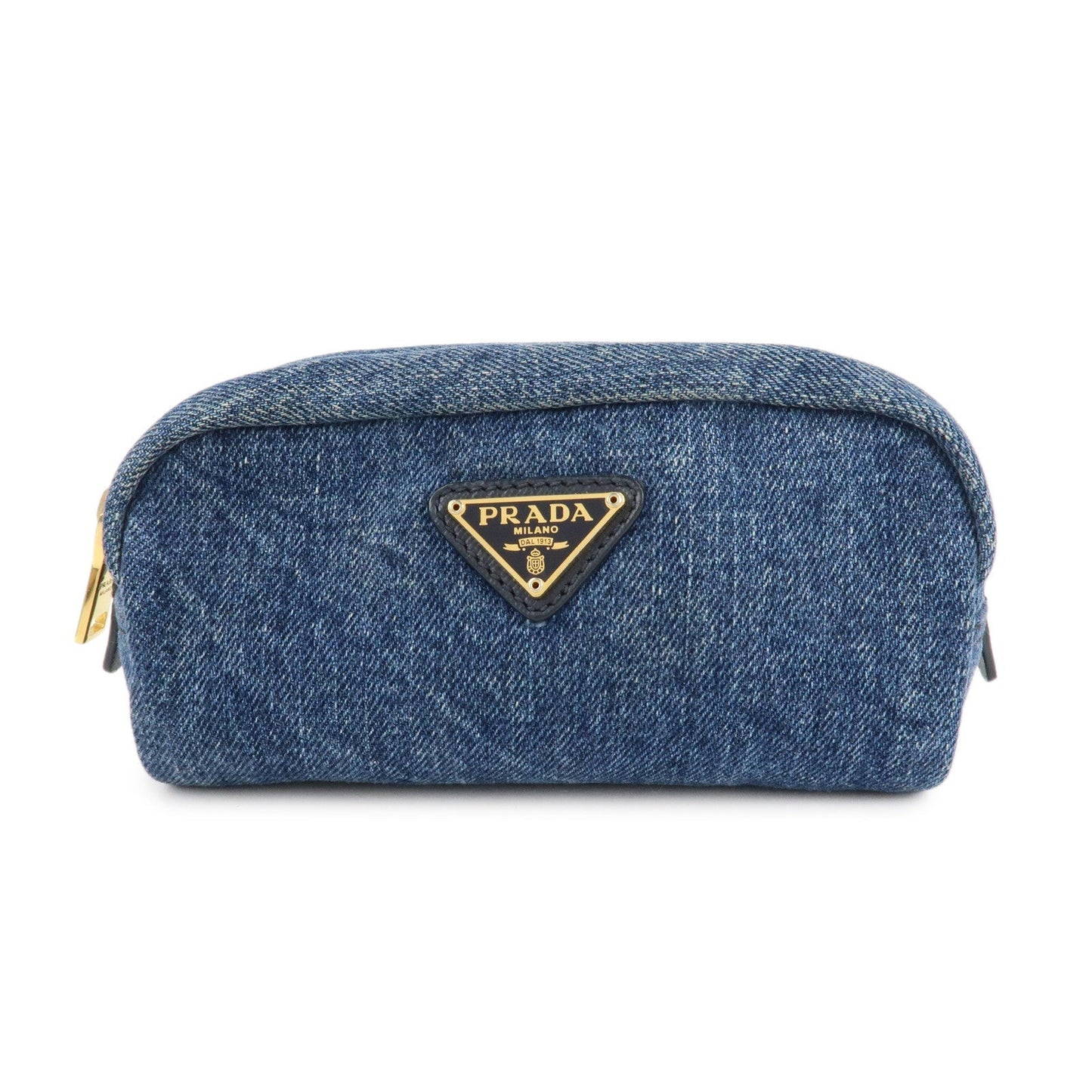 Prada Pouch Cosmetic Pouch d Leather Canvas Blue Handbag