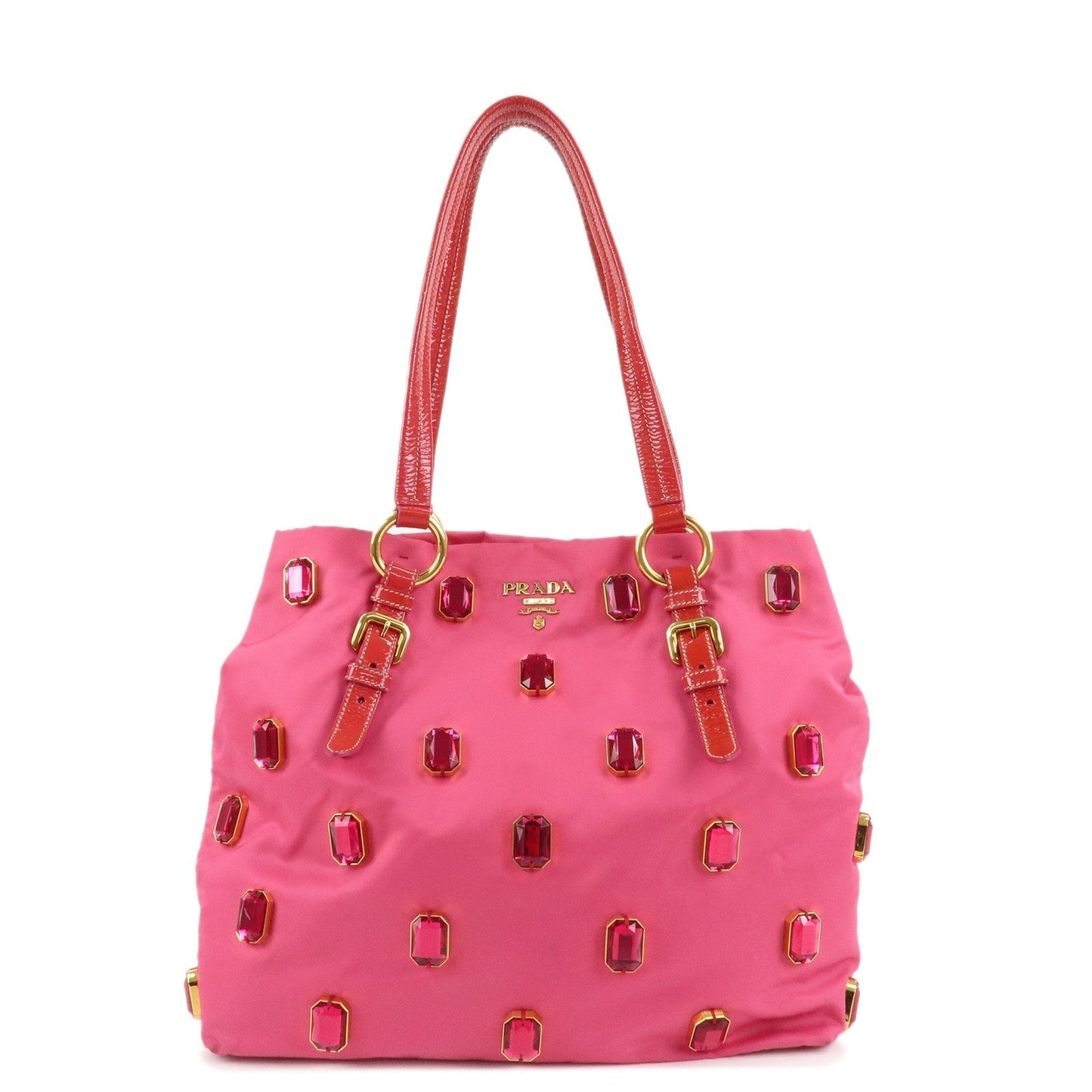 Prada Tote Bag Bijou d Leather Patent Nylon