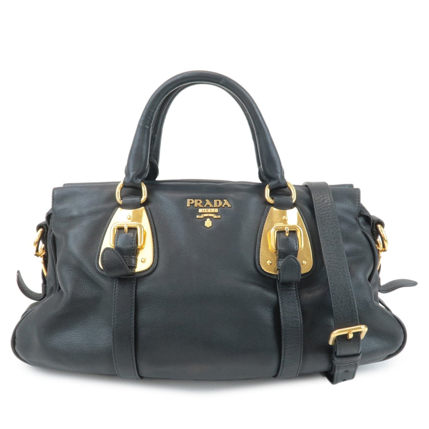 Prada Tote Bag 2Way Tote Shoulder Bag d Leather Black Logo