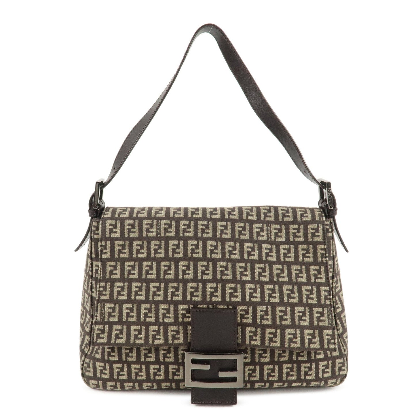 Fendi Shoulder Bag Mamma Zucchino d Leather Canvas Bucket