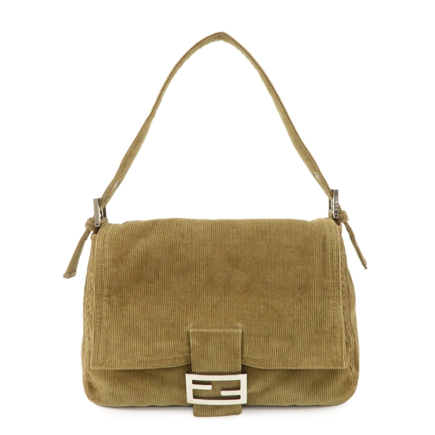 Fendi Shoulder Bag Mamma Baguette Corduroy Khaki d 2