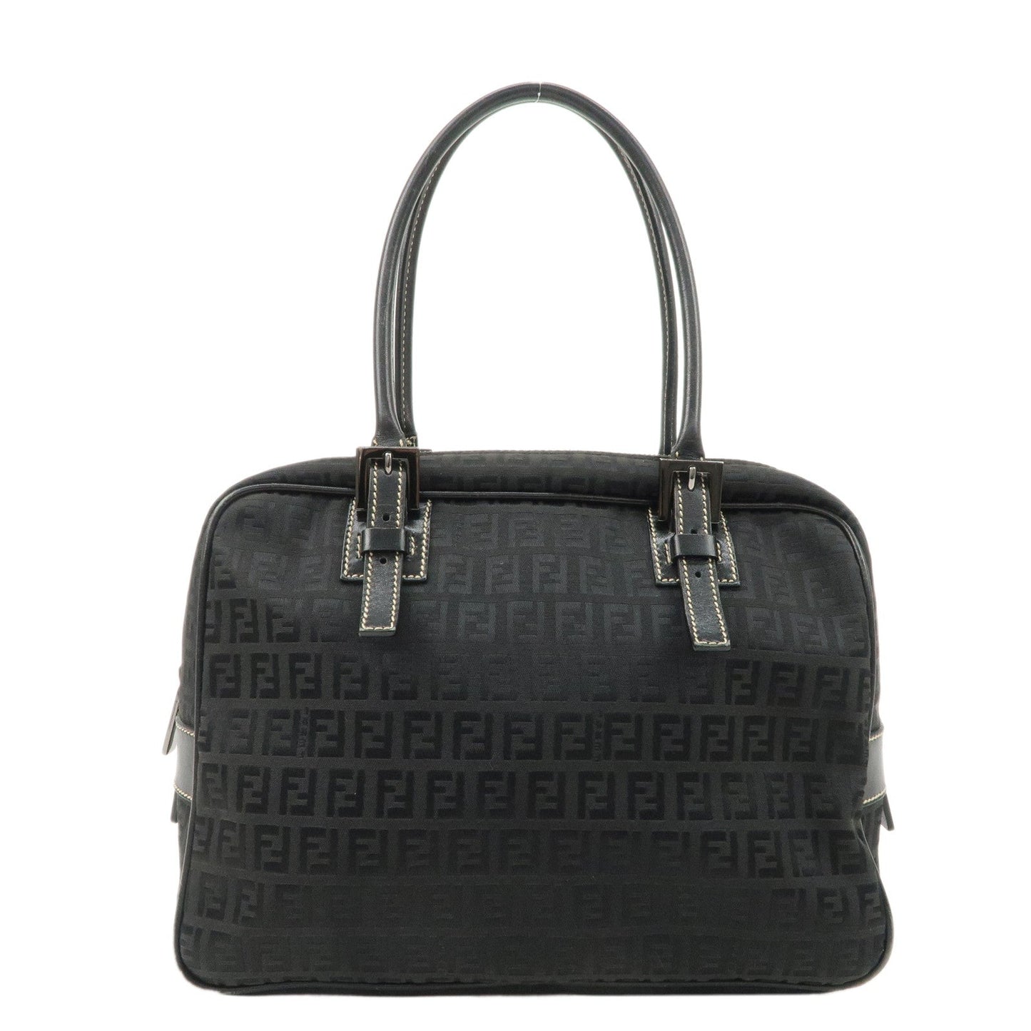 Fendi Bag Zucchino Boston Bag d Leather Canvas Black Mini Bag