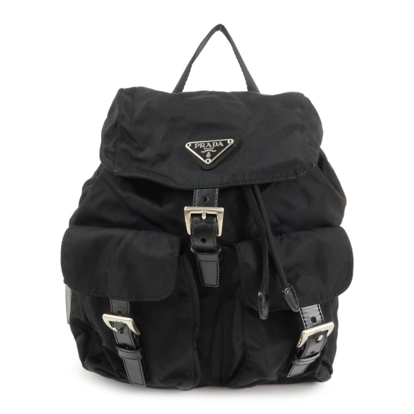 Prada Triangle Back Pack d 2 Leather Nylon Black Handbag