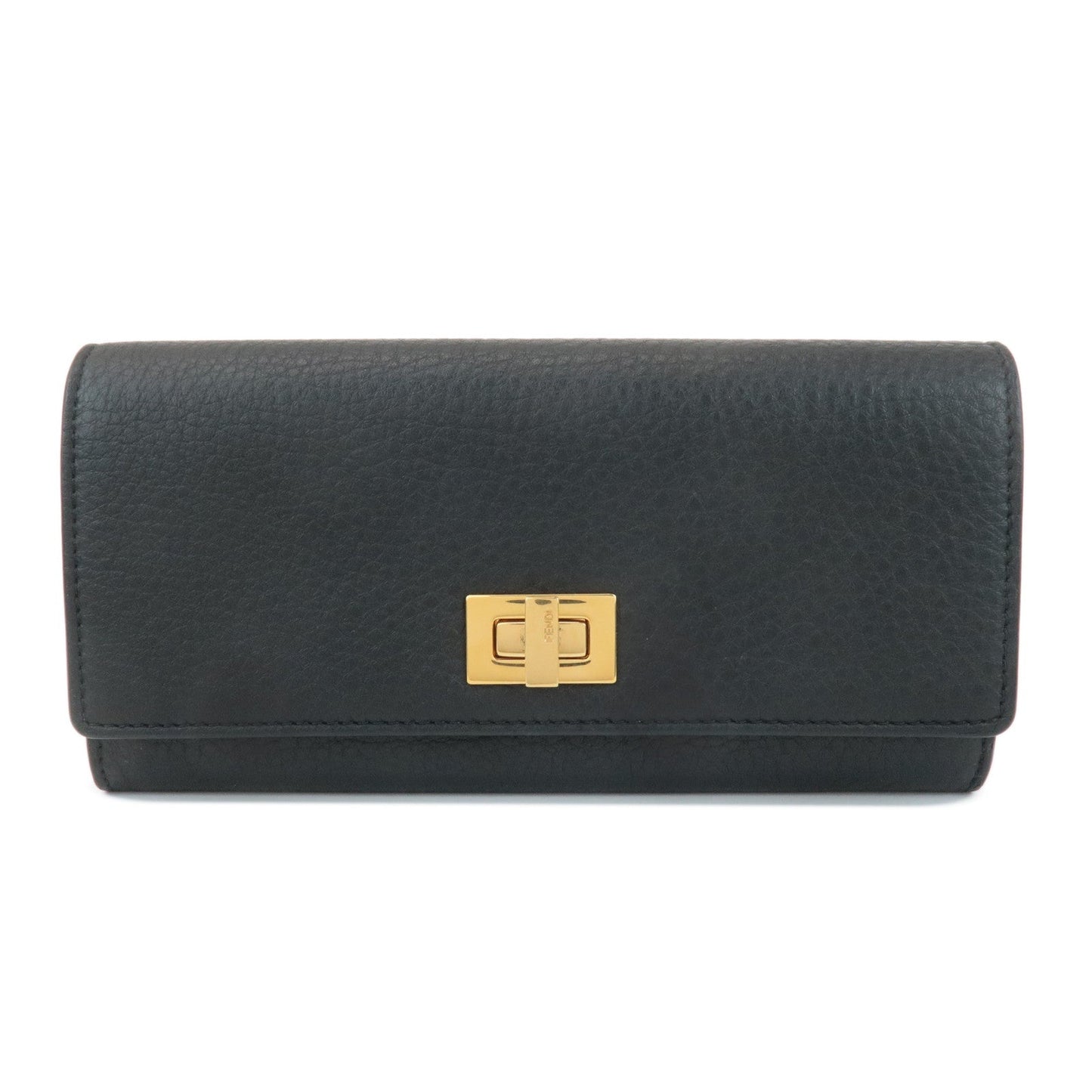 Fendi Peekaboo Bi-fold Long Wallet d Leather Black Handbag