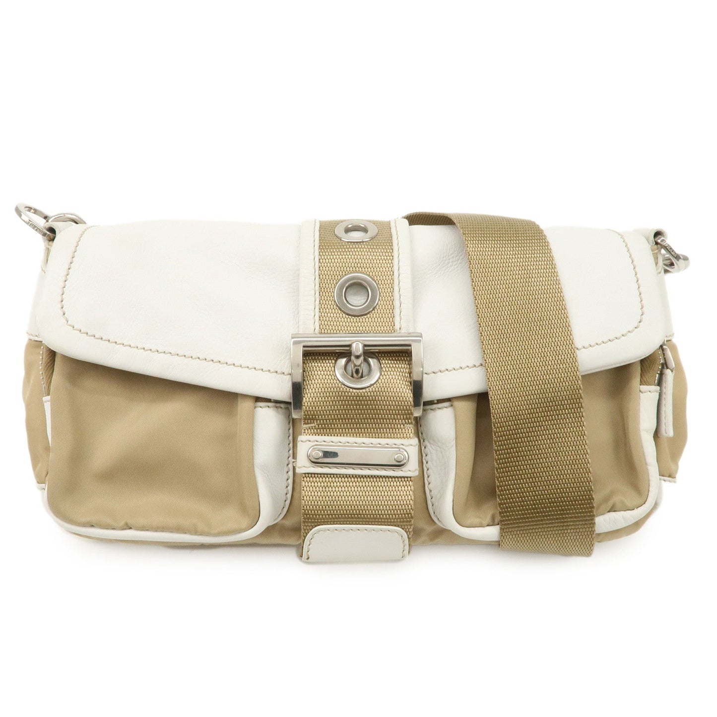 Shoulder Bag Cross Body Bag d Leather Nylon White