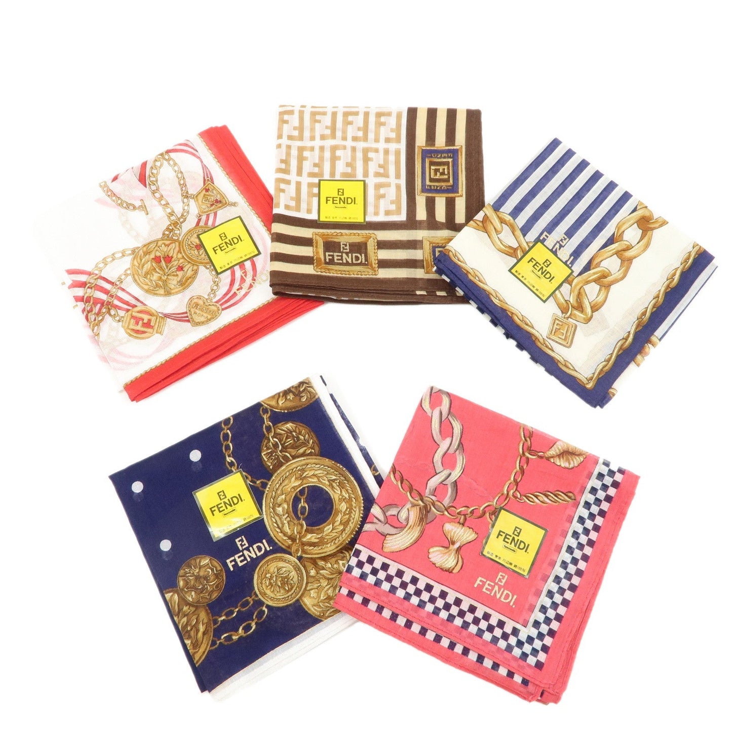 Fendi Set of 5 Cotton 100% Handkerchief Scarf d