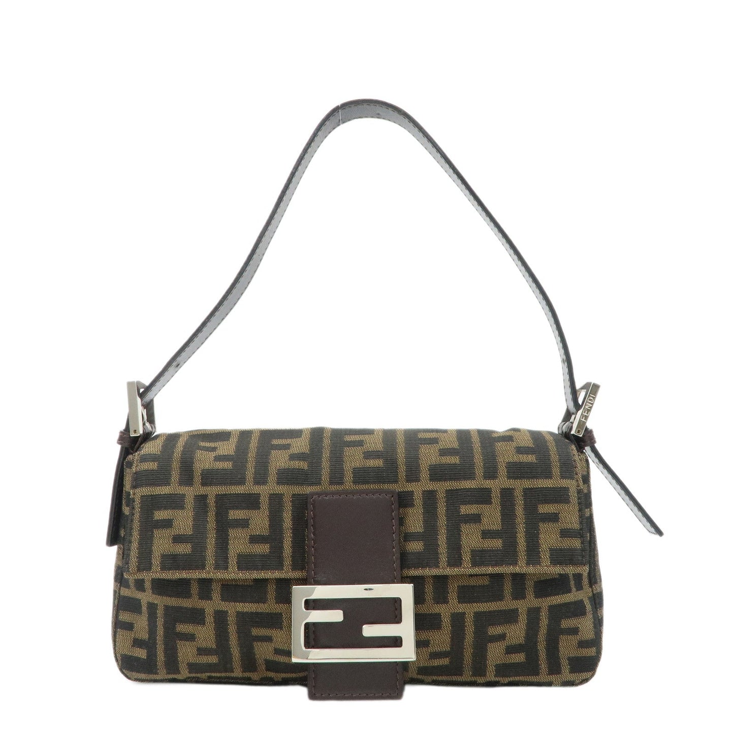 Fendi Shoulder Bag Mamma Baguette Zucca d 3 Leather Canvas