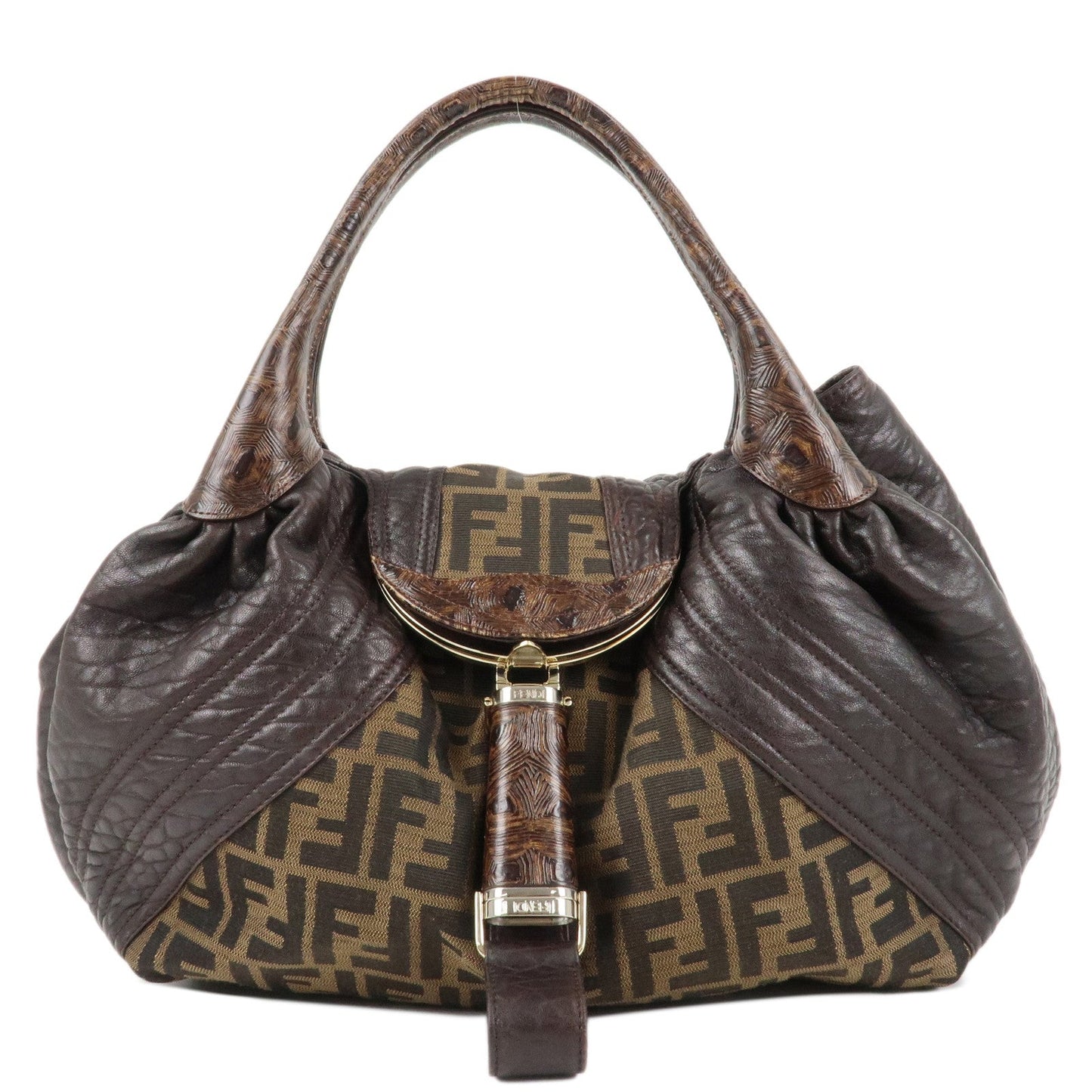 Fendi Zucca Spy Bag d Leather Canvas Black Handbag