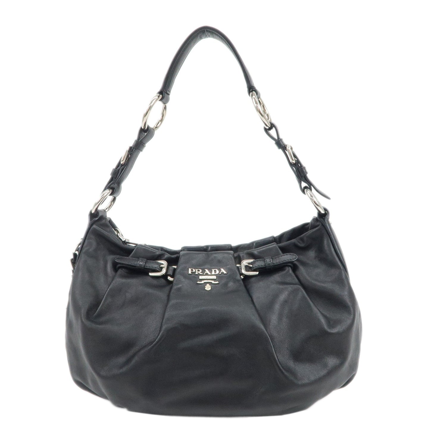 Prada Shoulder Bag Soft Calf d Leather Calf Leather Black