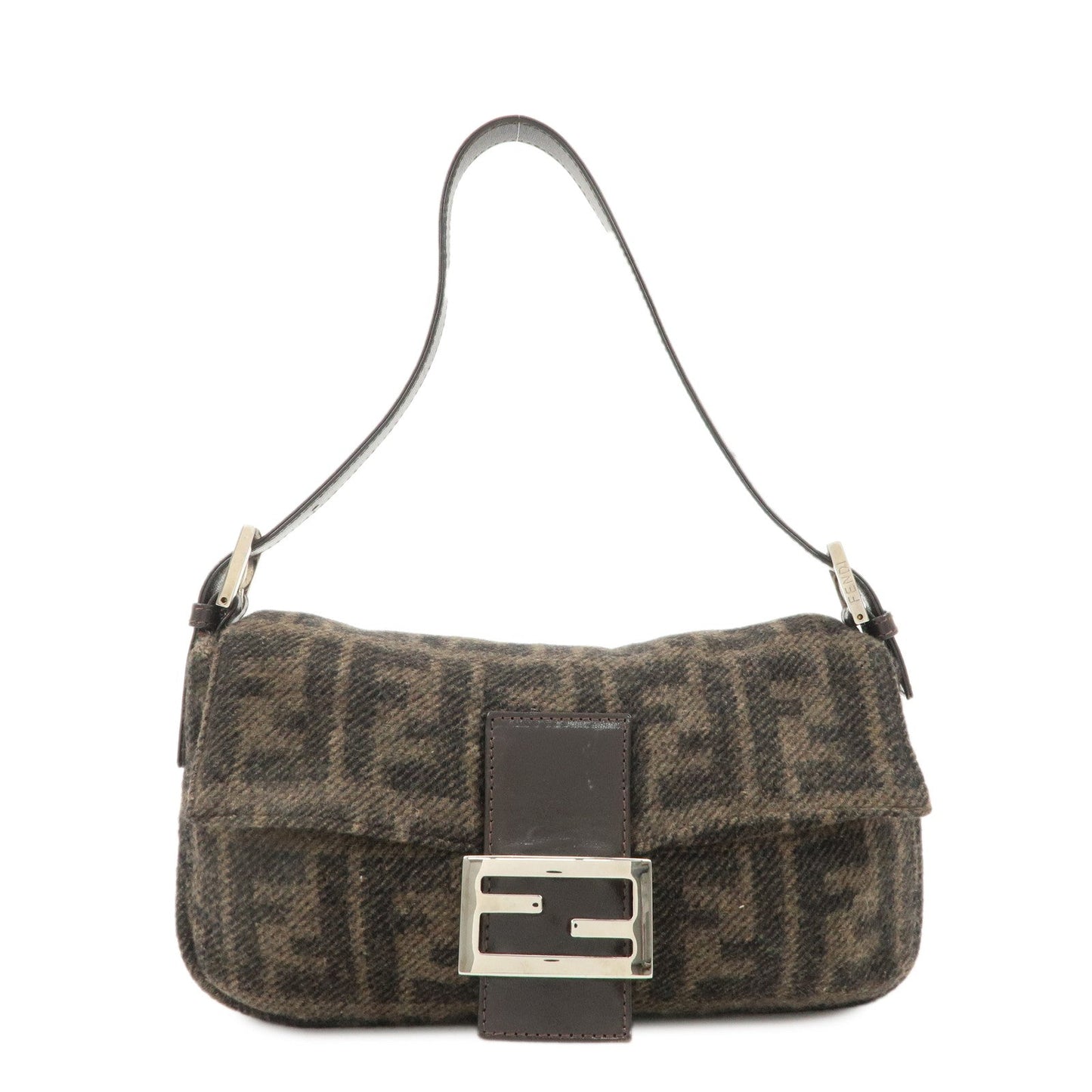 Fendi Shoulder Bag Mamma Buguette Zucca Wool d Leather