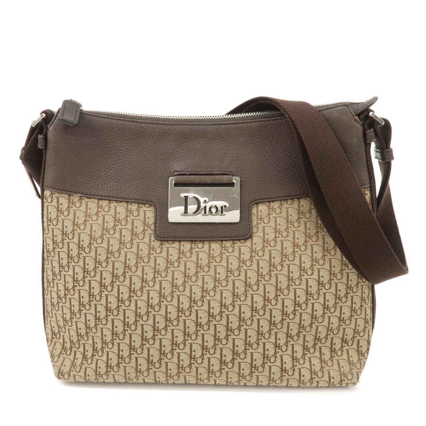 Dior Shoulder Bag Christian Street Chic Trotter d Leather Canvas