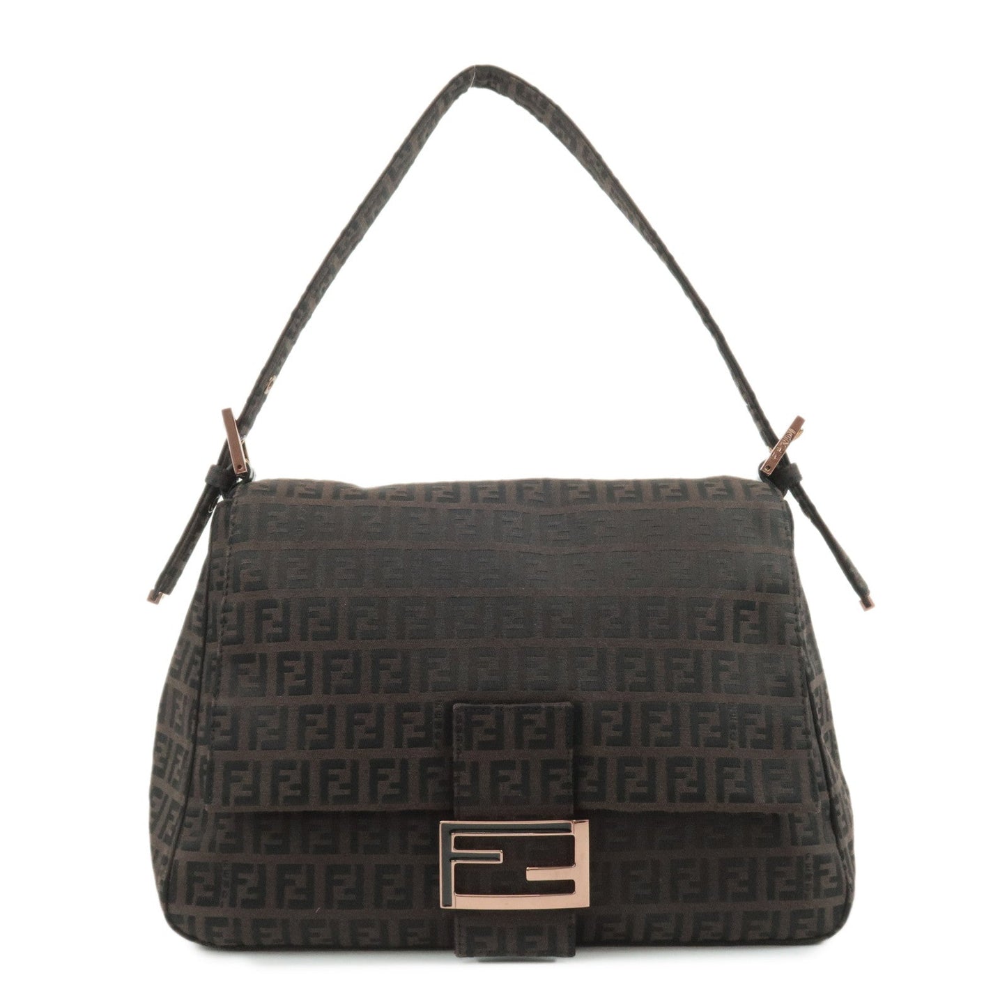 Fendi Shoulder Bag Zucchino Mamma Baguette d Leather Canvas