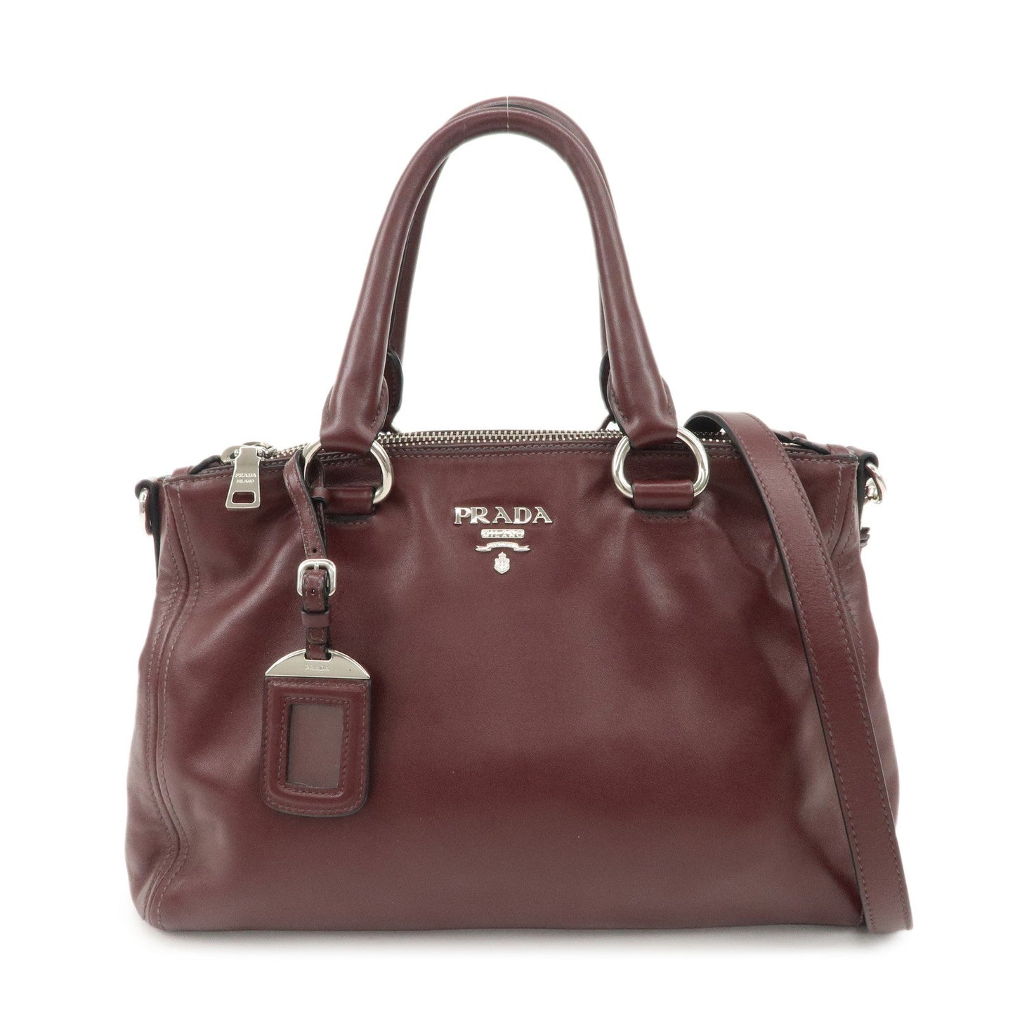 Prada Shoulder Bag 2Way Bag Hand Bag Bordeaux d Leather Red