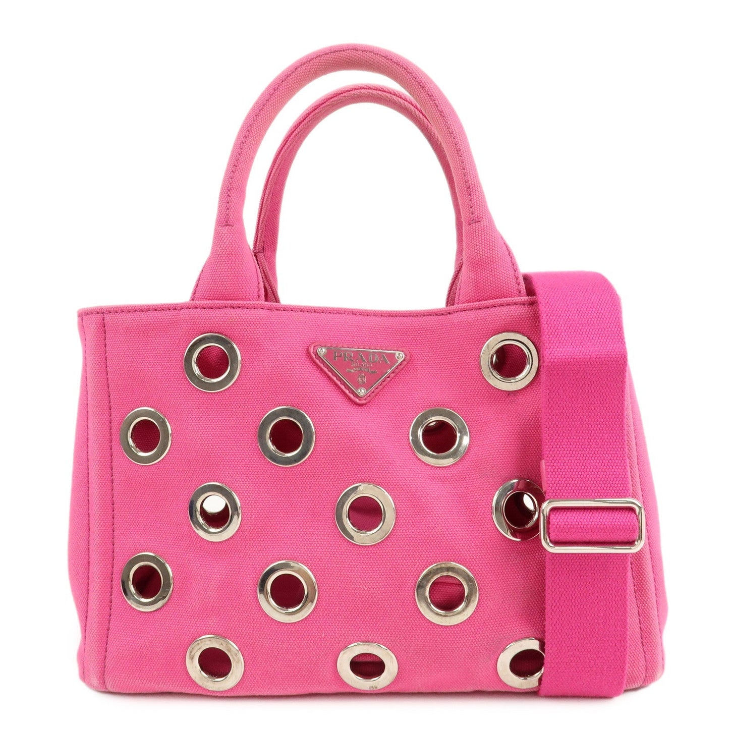 Prada Bag Canapa 2Way Bag Hand Bag d Leather Canvas Pink Mini Bag