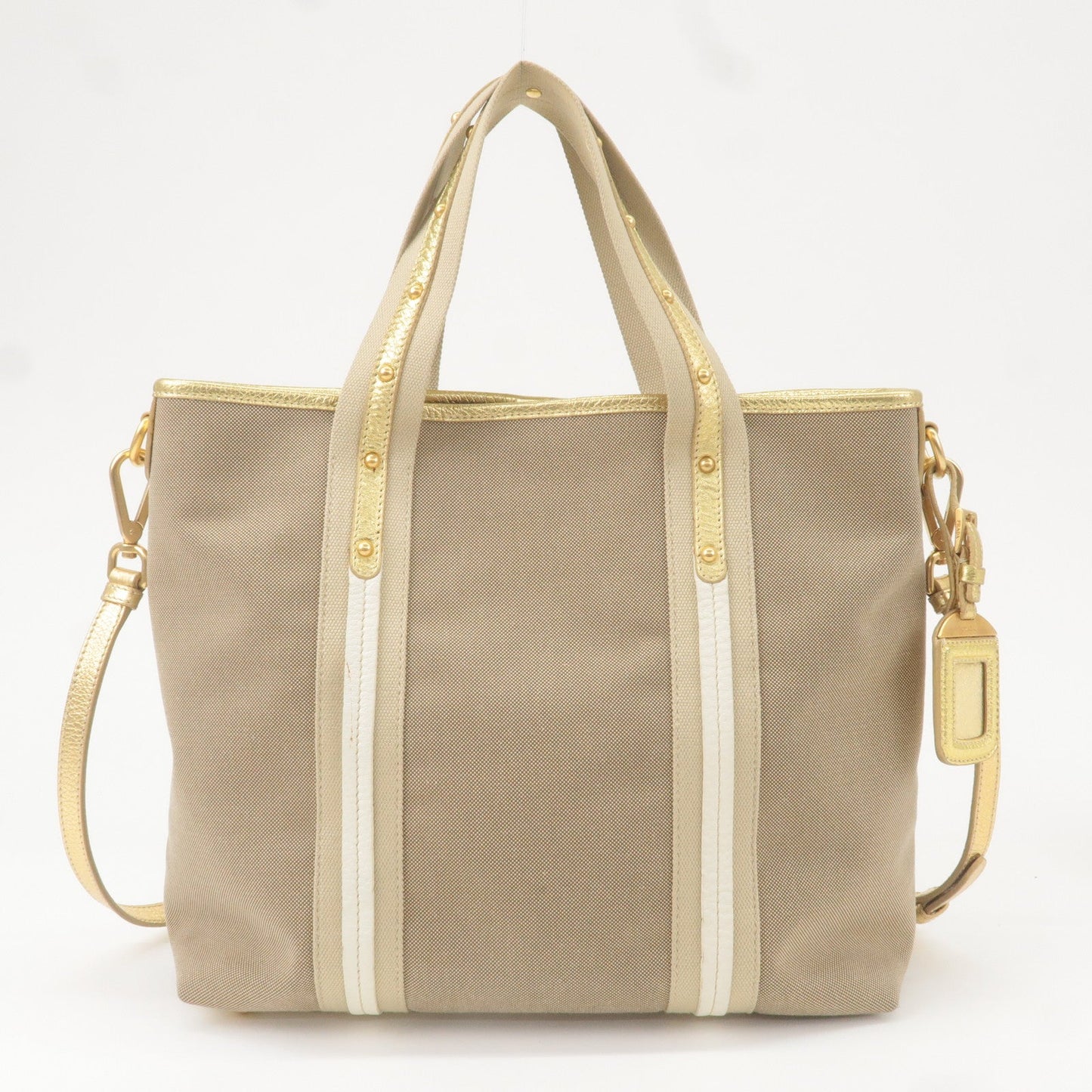 Prada Prada Logo Jacquard Leather 2Way Hand Bag Beige Travel Bag Bn1453 36745 7