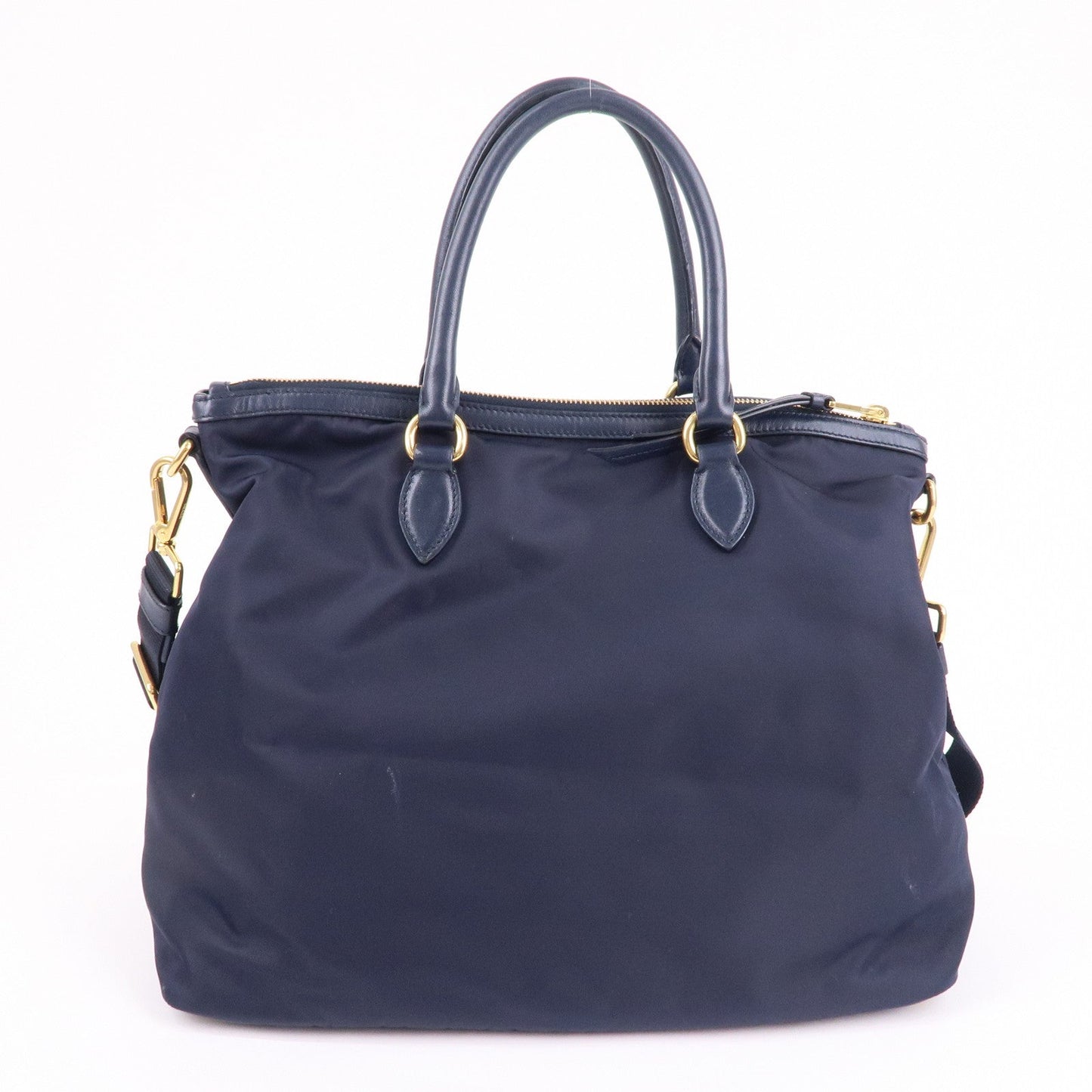 Prada Prada Nylon Leaether Tote Bag Shoulder Bag Navy