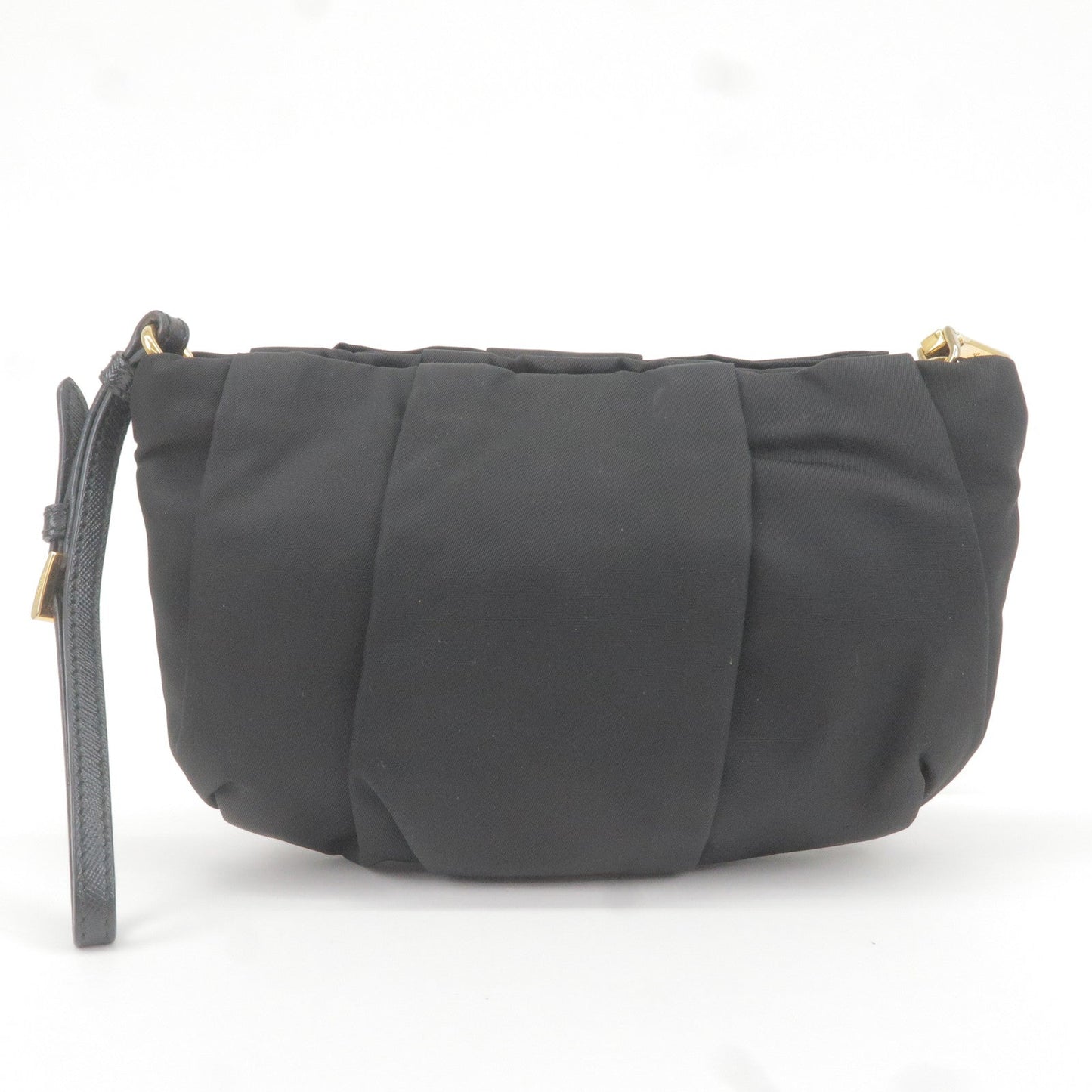 Prada Prada Logo Nylon Leather Pouch Clutch Bag Wristlet