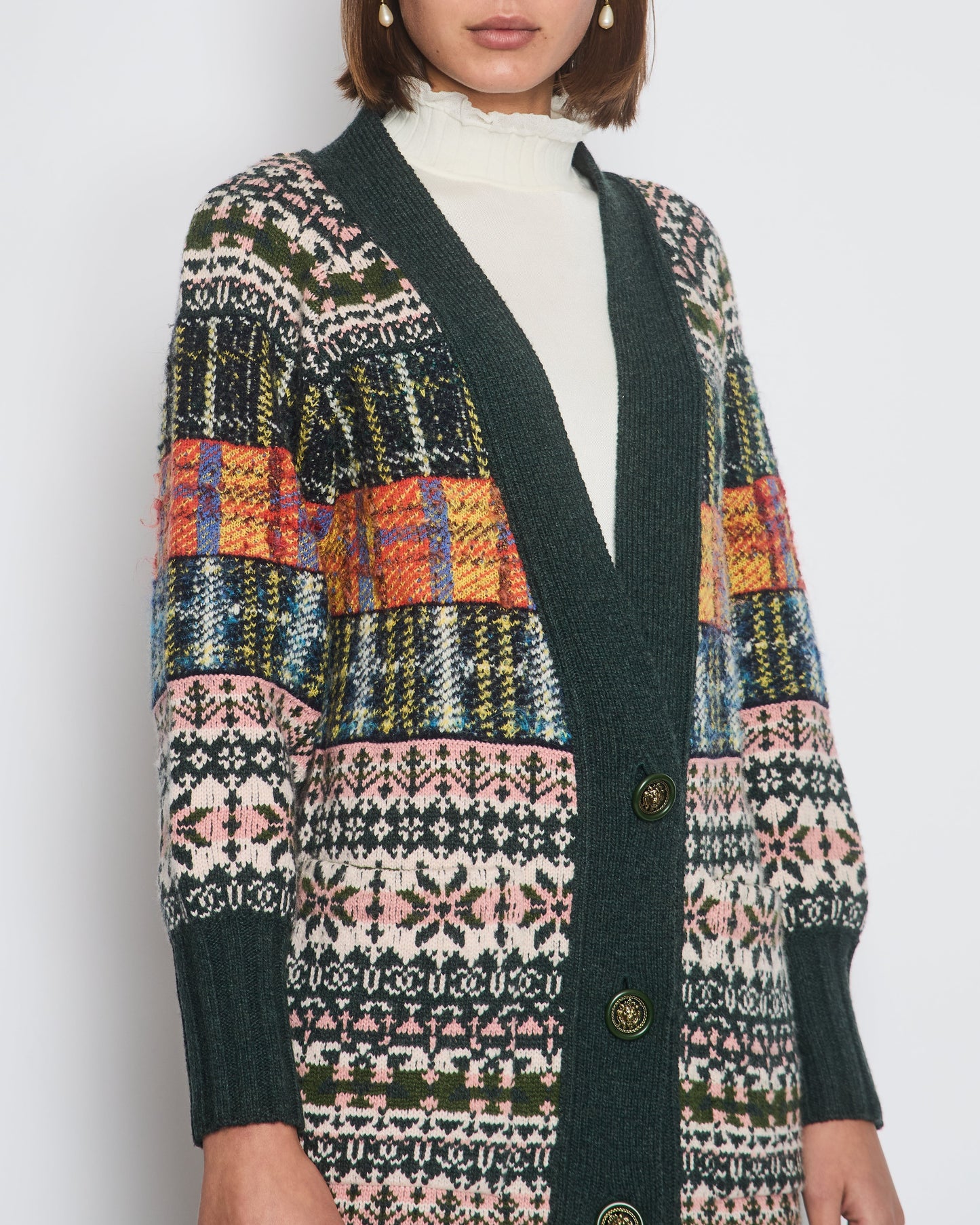 Chanel Green Metiers D'art Paris Edinburgh Long Line Cardigan with Lion Button Detail Size Fr 34 (uk 6) Handbag