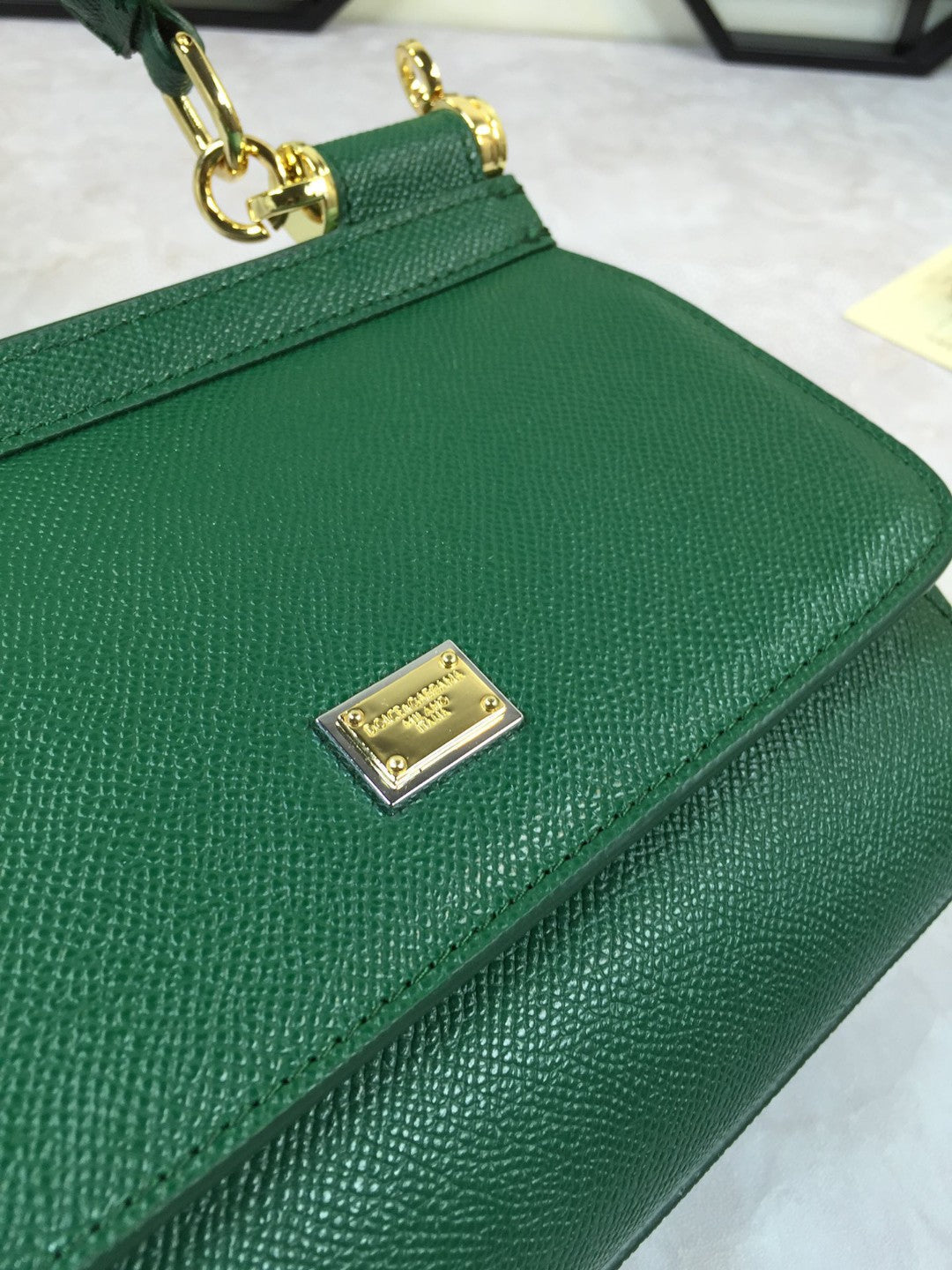 Top Quality Sicily Handbag In Dauphine For Green Medium Travel Bag