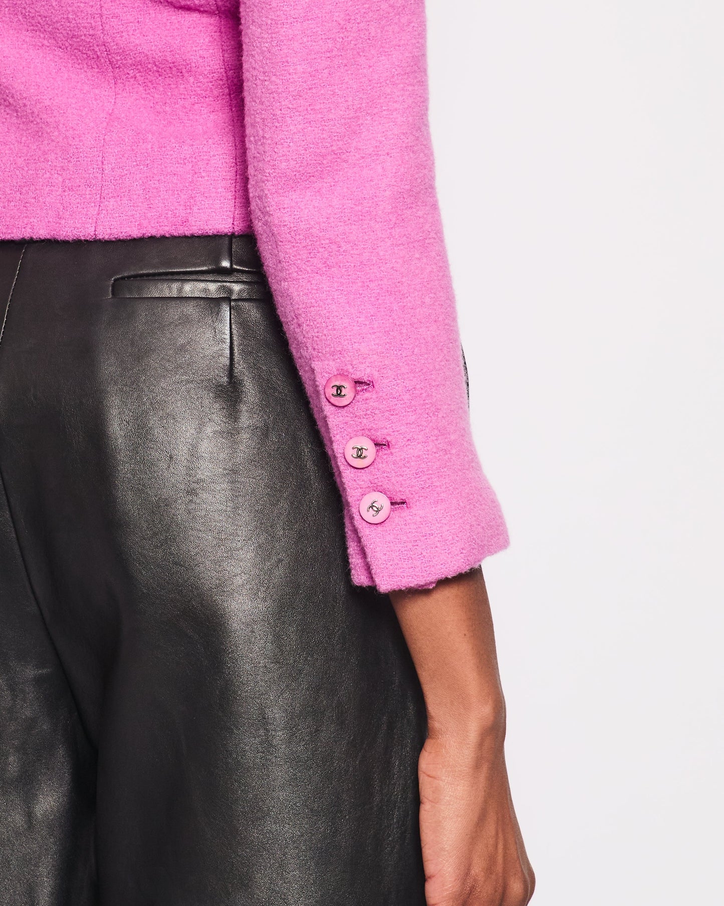 Chanel 96/P Lilac Wool Cropped Jacket with Silver CC Logo Buttons Size FR 34 (UK 6)