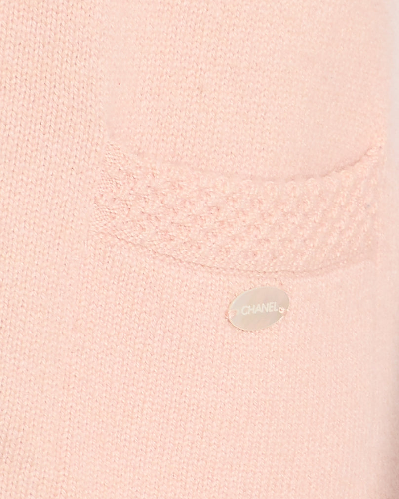 Chanel 05/S Pink Cashmere Cardigan with Floral Crystals Size FR 38 (UK 10)