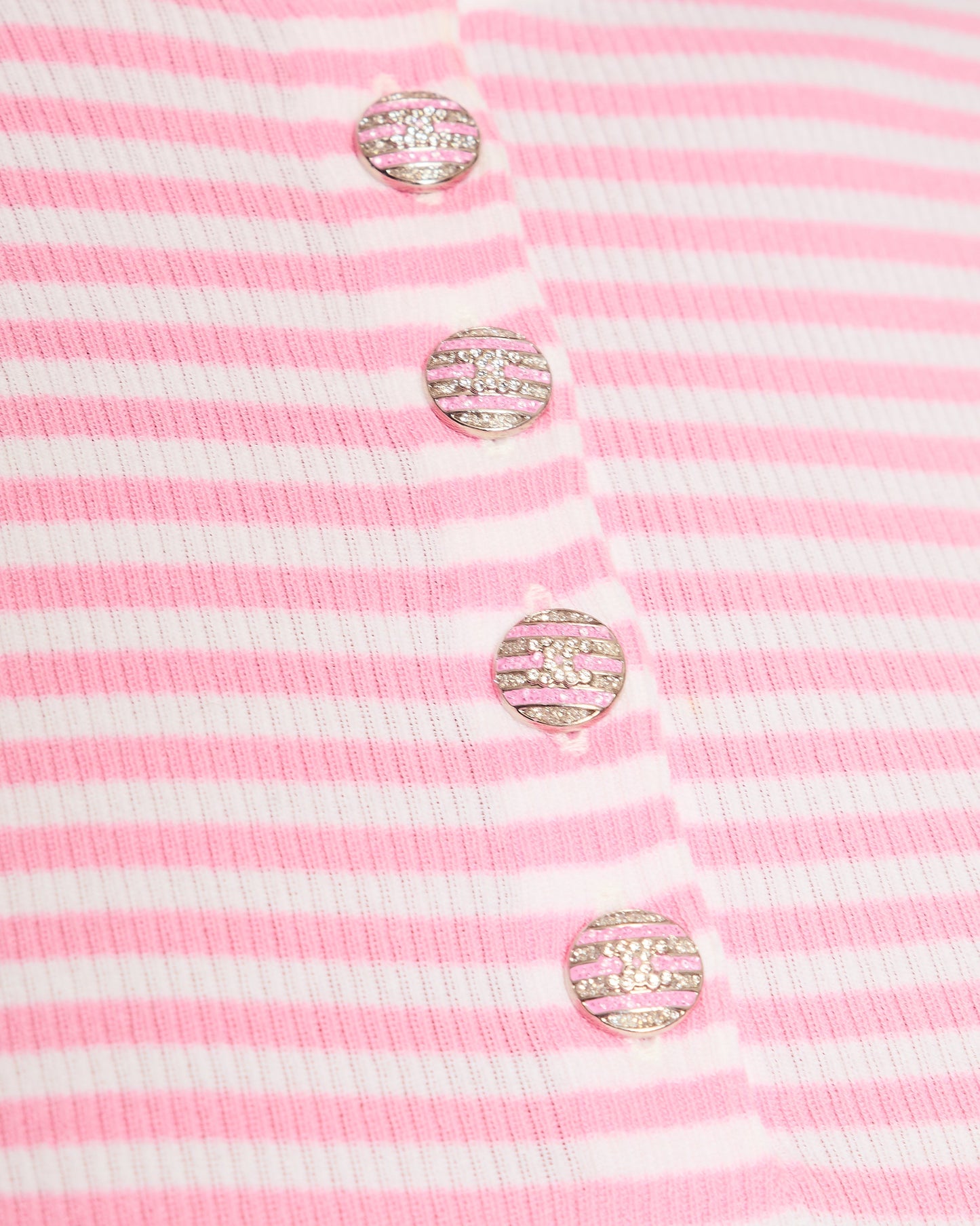 Chanel Pink And White Striped Cotton Knit Top Size Fr 36 (Uk 8) Bag