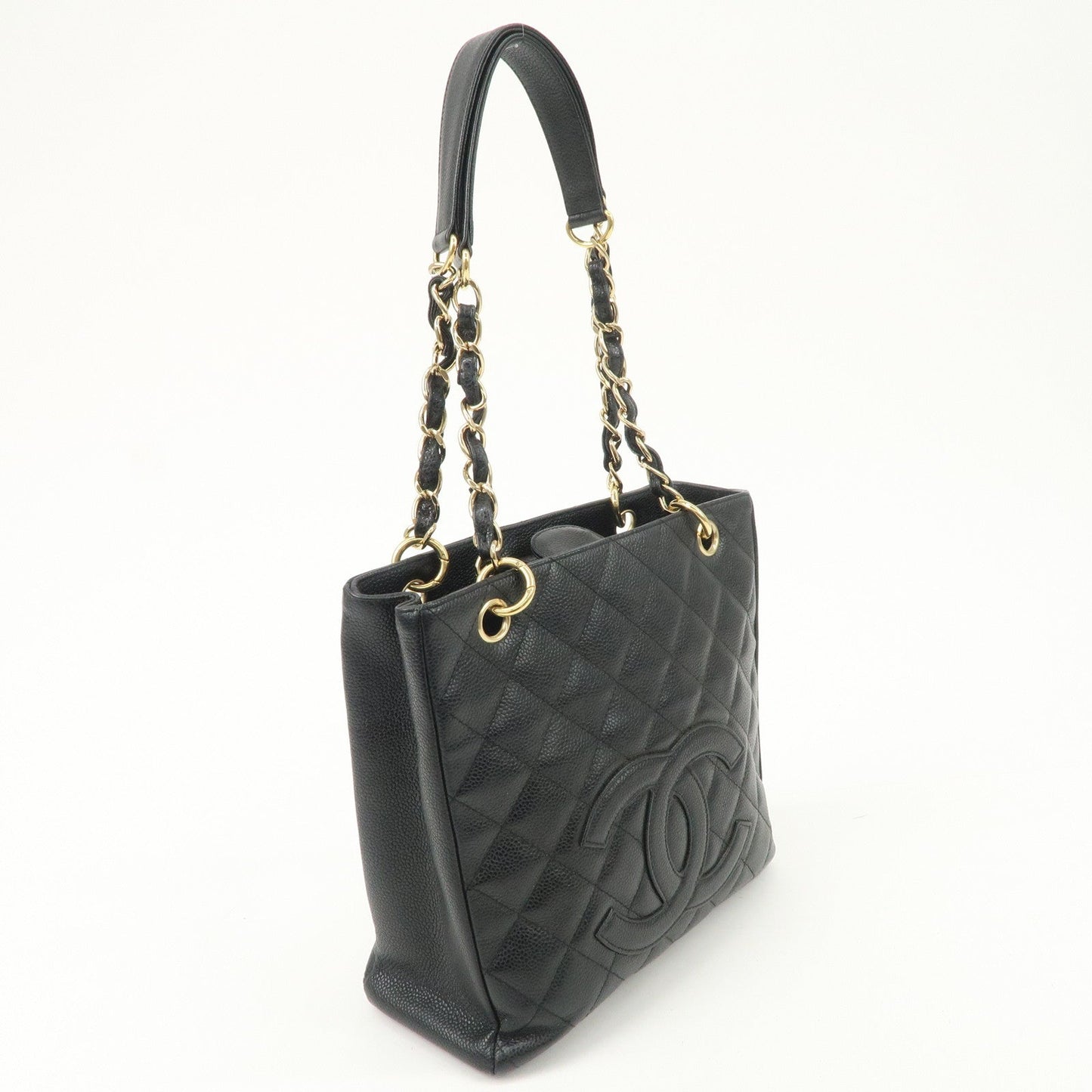 CHANEL Matelasse Caviar Skin PST Chain Tote Bag Black A20994