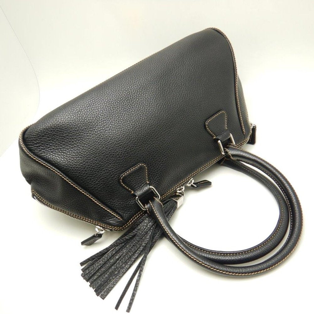 Chanel Boston Bag Fringe Caviar Skin Black Jewelry