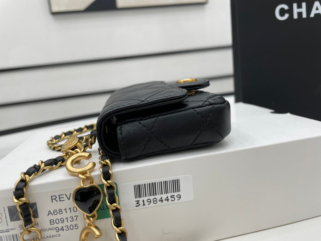 CHLMini , ’s 3.5in 9cm Black Flap Mini Bag