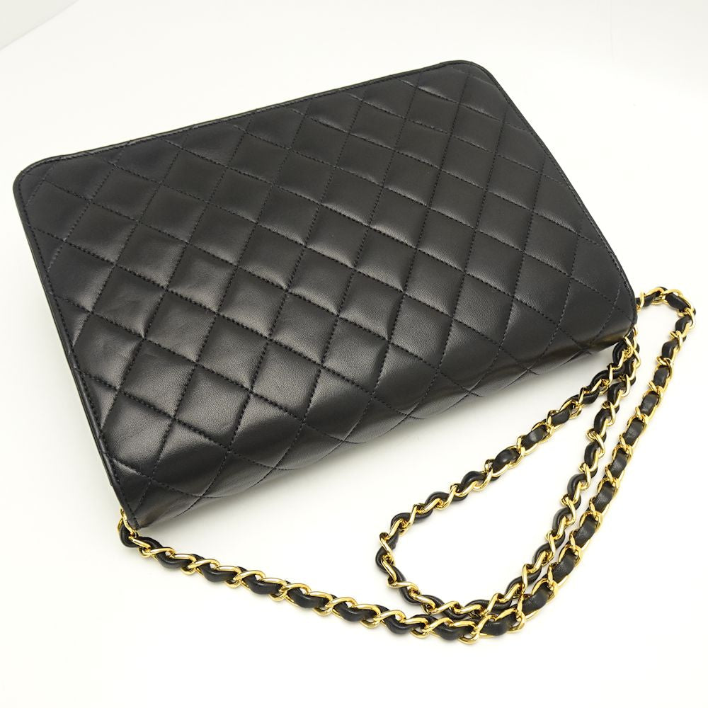 Chanel Shoulder Bag Lambskin Matelasse Black
