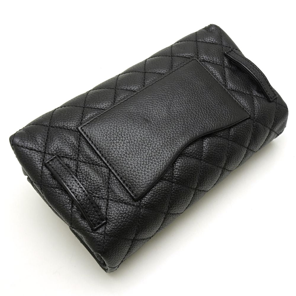 Chanel Waist Bag Caviar Skin x Metal Fittings Black Silver Handbag