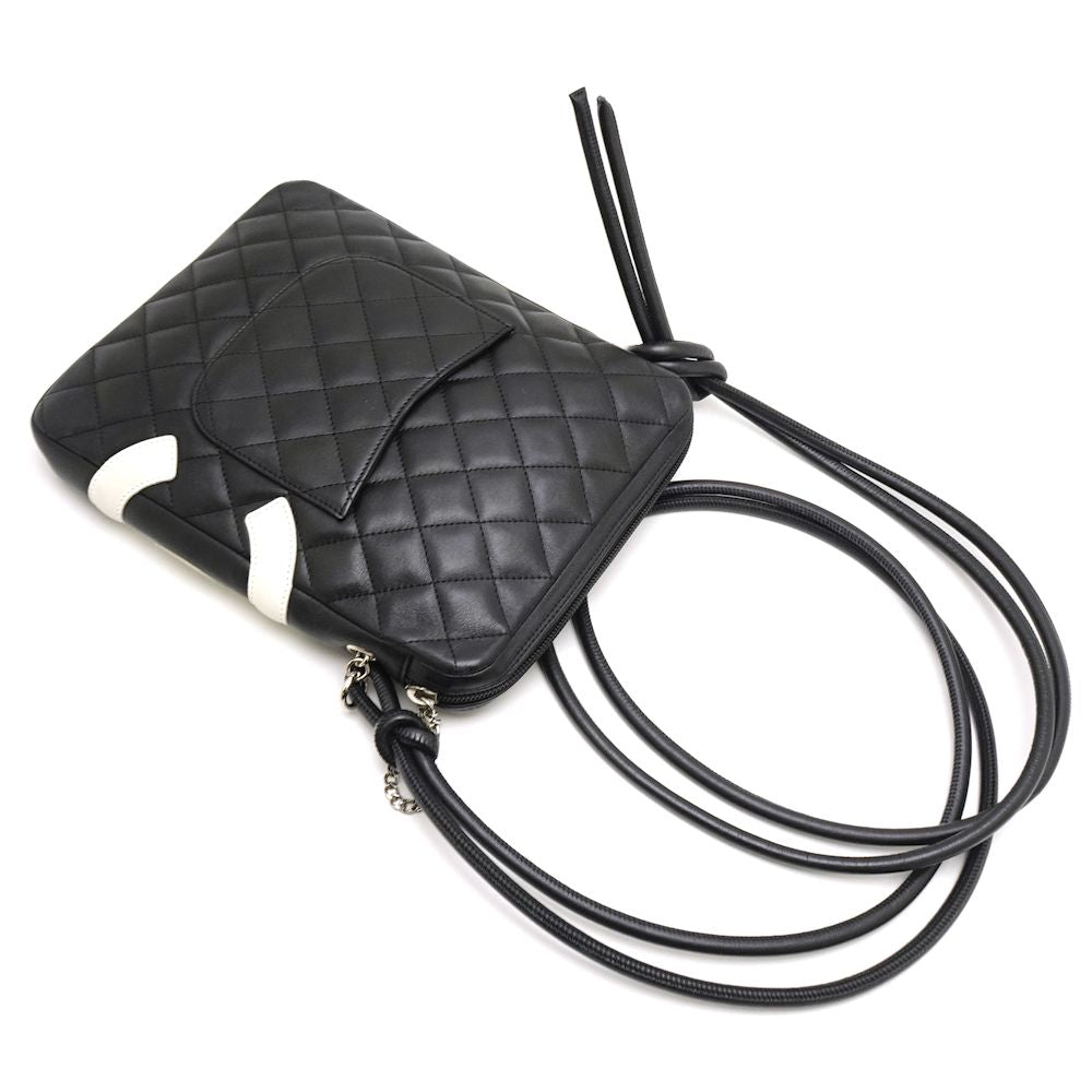 Chanel Cambon Line Shoulder Bag Diagonal Lambskin Black