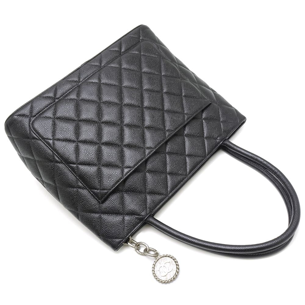 Chanel Reprint Tote Bag Caviar Skin x Metal Black Silver